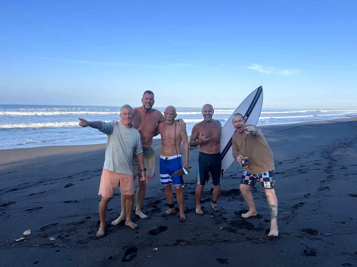 Jeff Powers with Michael Dolsey, Joe, Steve and Billy after a Playa Hermosa surf session